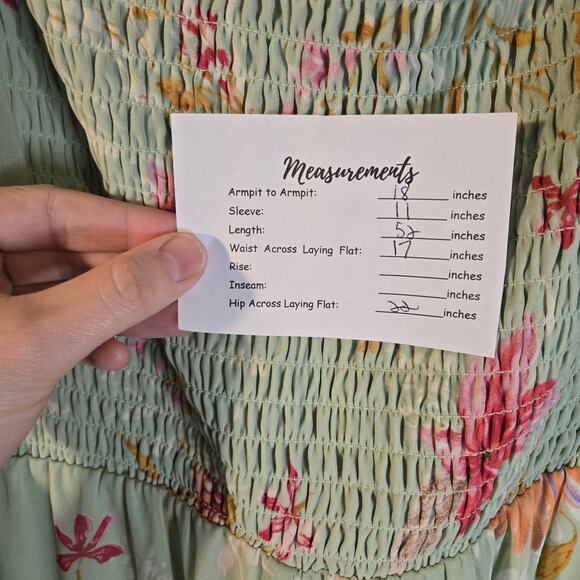 Lily Rose XXL Mint Green Floral Smocked High Low Dress [0453] - Picture 4 of 8